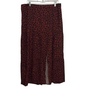 Nine West Tiered Leopard Maxi Skirt with Side Slit - XL